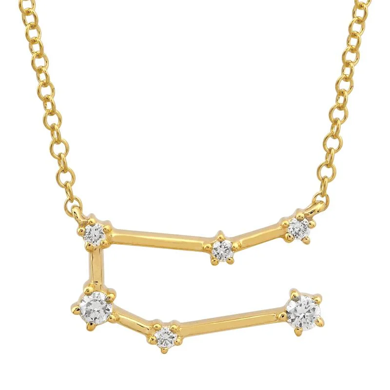 women’s gold choker necklaces-14K Yellow Gold Diamond Gemini Constellation Necklace