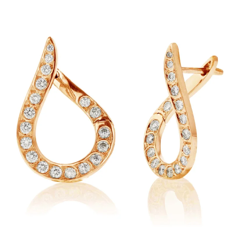 women’s luxury earrings-Scallop Artisan Pave Teardrop Diamond Earrings