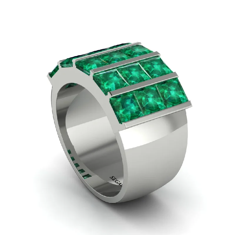 women’s infinity engagement rings-Princess-Cut Emerald Majestic Gold Wedding Band - Dalia No. 6