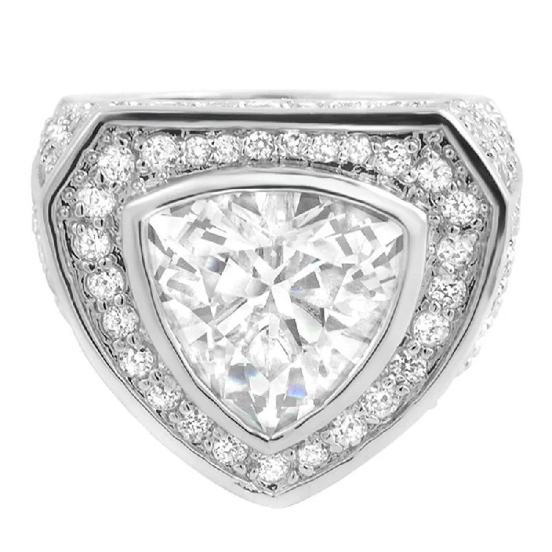 women’s solitaire rings-Trillion Custom CZ Micro Pave Bling Bling Ring