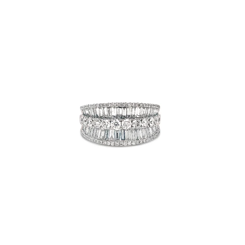 women’s cocktail rings-Krypell Collection Baguette Saddle Ring