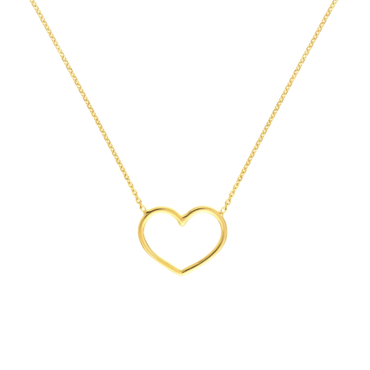 women’s elegant necklaces-14K Yellow Gold Open Wire Heart Necklace