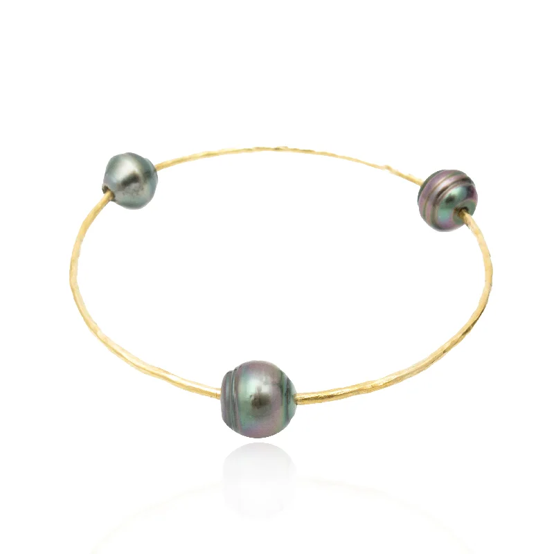 women’s stacked bangles-Pearl Wire Bangle