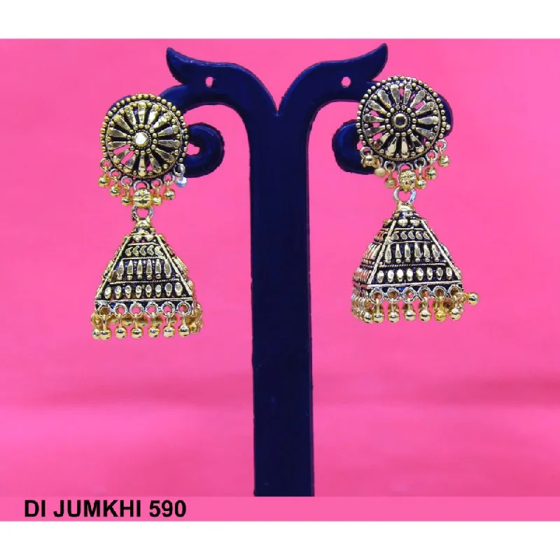 women’s gold stud earrings-Mahavir Gold Plated Jhumki Earrings  - DI Jumkhi 590