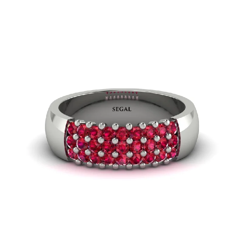 women’s engagement rings with colored diamonds-Ruby Regal Harmony Wedding Band - Marlowe No. 12