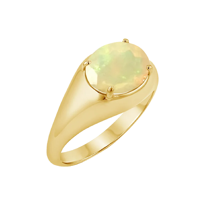 women’s promise rings-Grand Opal Signet Ring