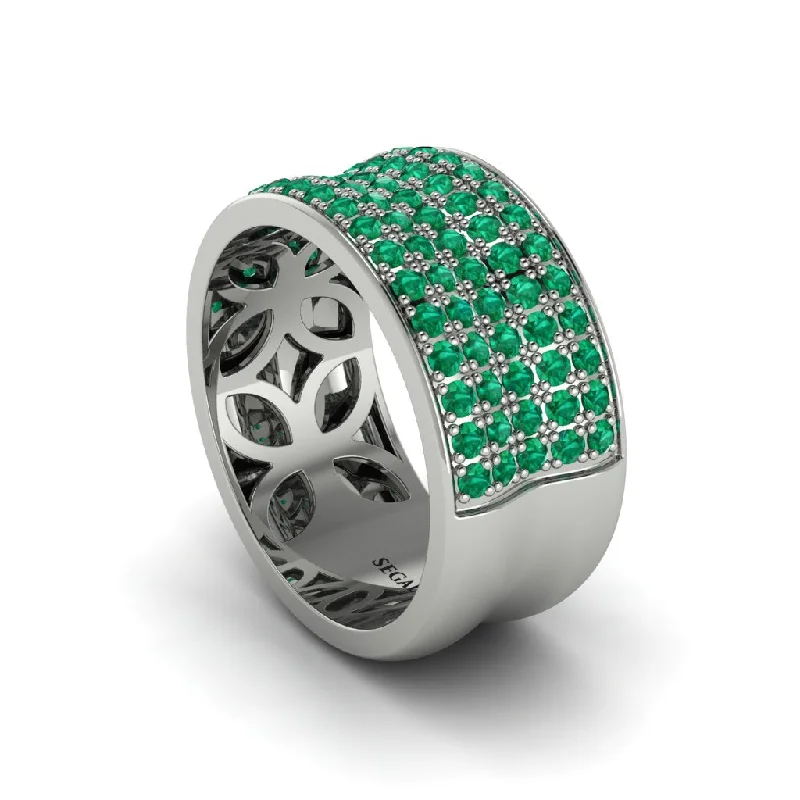 women’s pear-shaped engagement rings-Emerald Pave Eternity Wedding Band - Mckinley No. 6