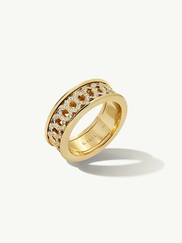 women’s simple rings-Amanti Infinity Spinning Ring With Pavé-Set Brilliant White Diamonds In 18K Yellow Gold