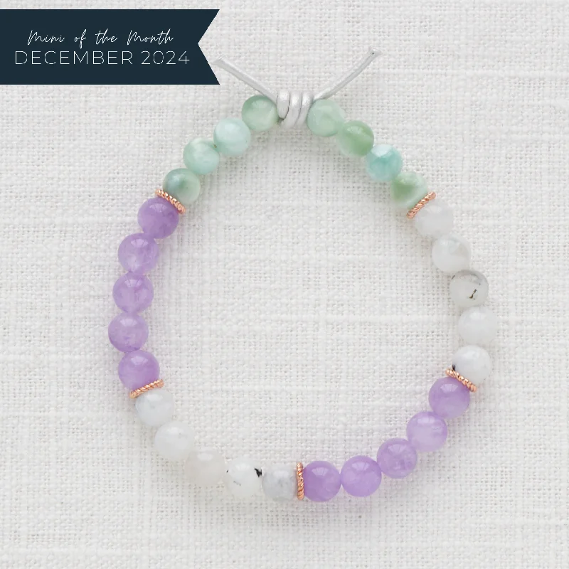 women’s gemstone bracelets-Clarity (December 2024 Mini of the Month) | Amethyst, Moonstone, and Angelite