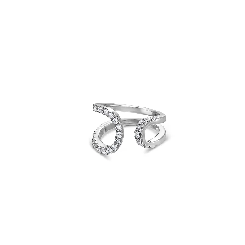 women’s rings-Diamond Open Swirl Ring