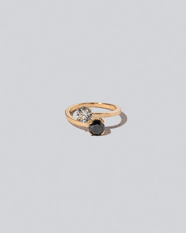 women’s stackable rings-Union Ring - Black & White Diamond