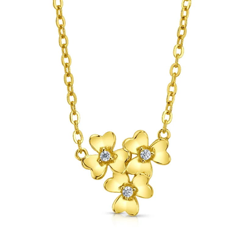 women’s pendant necklaces-CLOVER CLUSTER NECKLACE, GOLD