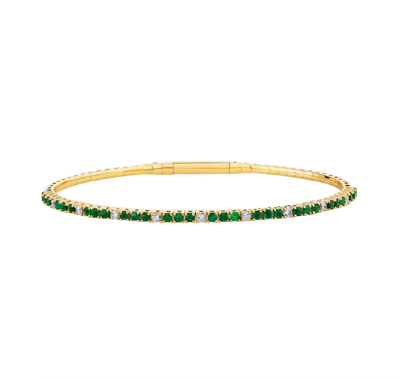 women’s gold bangles-Emerald Flex Bangle