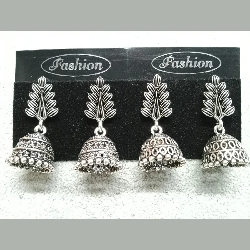 women’s layered earrings-Tahura Oxidized Plated Pack Of 24  Jhumki Earrings ( Assorted Design ) - TAHEAR50