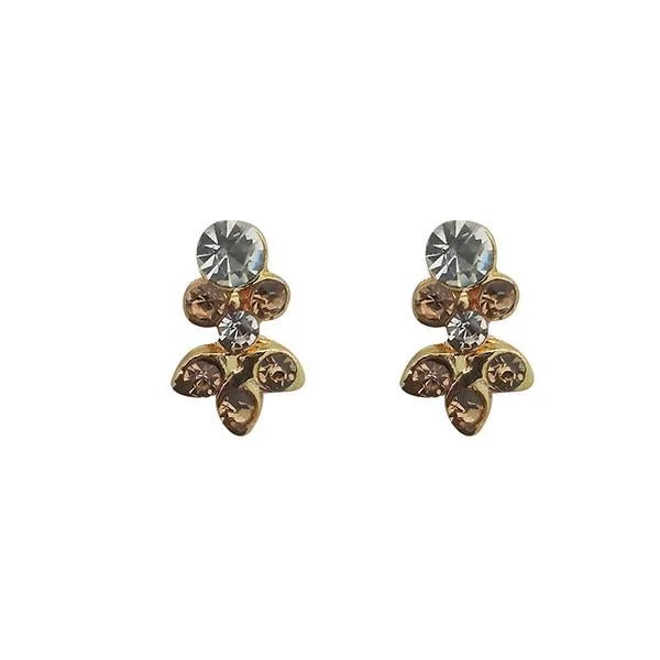 women’s personalized earrings-Kriaa Gold Plated Austrian Stone Stud Earrings - 1310052