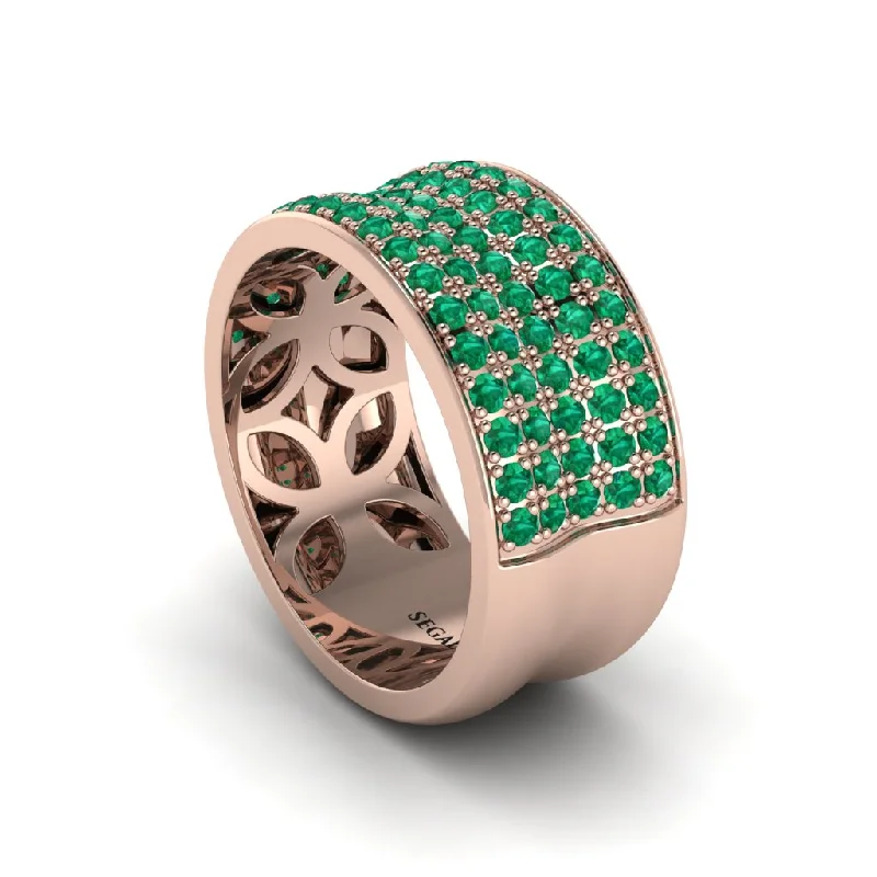 women’s heart-shaped engagement rings-Emerald Pave Eternity Wedding Band - Mckinley No. 5