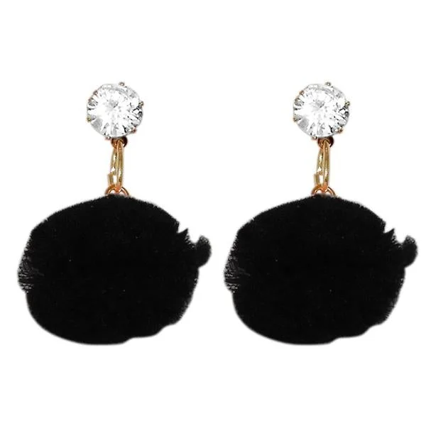 women’s chandelier drop earrings-Urthn Austrian Stone Gold Plated Pompom Dangler Earring - 1310903A