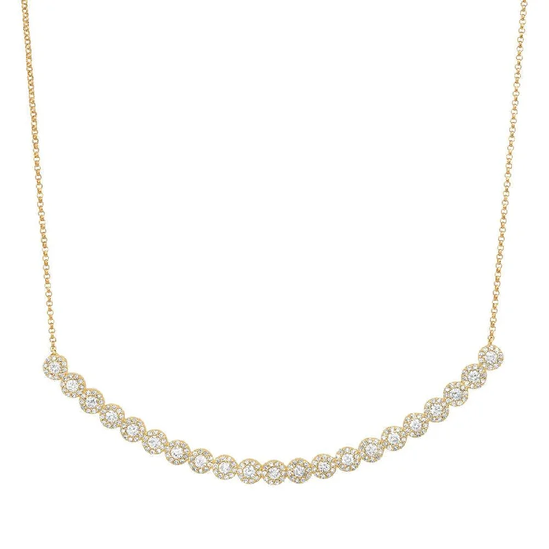 women’s layered chain necklaces-WONDROUS CURVED DIAMOND NECKLACE, GOLD