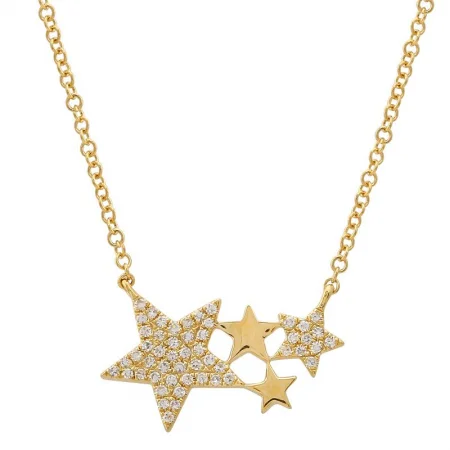 women’s bridal necklaces-14K Yellow Gold Star Constellation Necklace- Medium