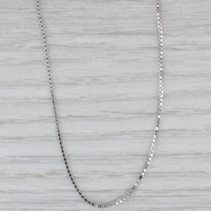 women’s chain necklace sets-New Box Chain Necklace 14k White Gold 18" 1.1mm