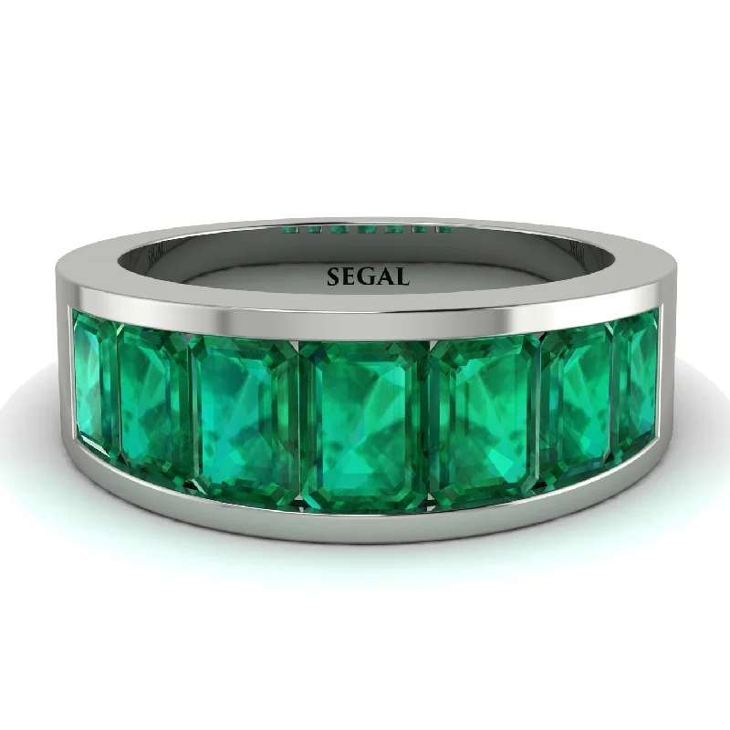 women’s side stone engagement rings-Emerald Cut Emerald Eternal Elegance Wedding Band - Shelby No. 6