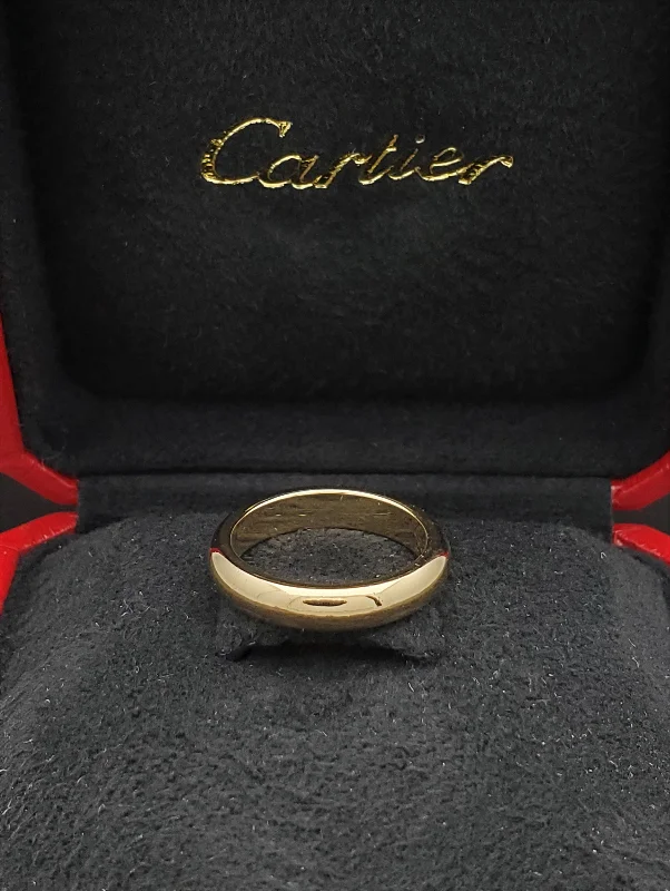 women’s diamond pave engagement rings-Cartier 18K Yellow Gold 4mm Wide Wedding Band Ring US Size 5.75 Euro Size 51