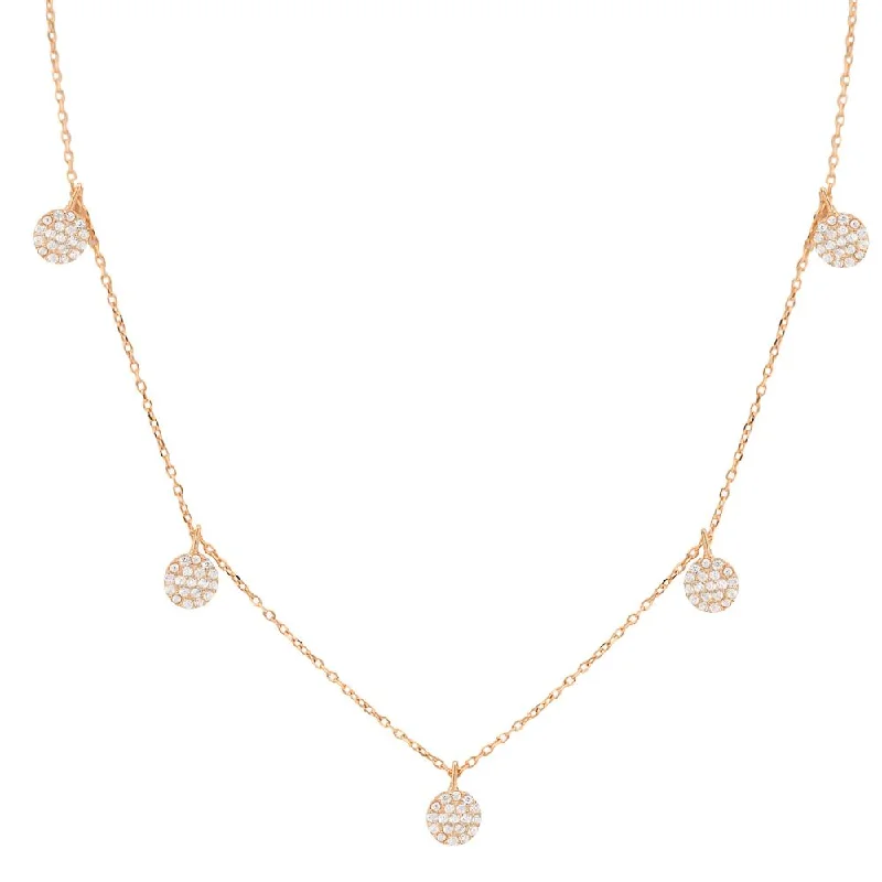 women’s diamond pendant necklaces-TINY DISC DANGLE NECKLACE, ROSE GOLD