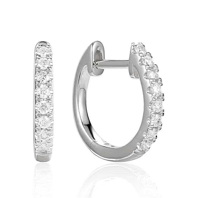 women’s minimalist earrings-Luvente 0.22ctw Diamond Hoop Earrings E02758