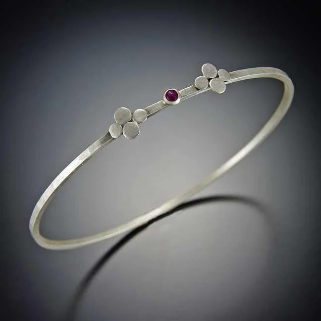 women’s friendship bracelets-Ruby and Hammered Disk Bangle