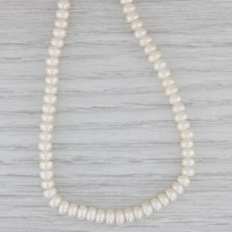 women’s chunky statement necklaces-Single Cultured Pearl Strand Necklace 14k Yellow Gold 18" 5mm