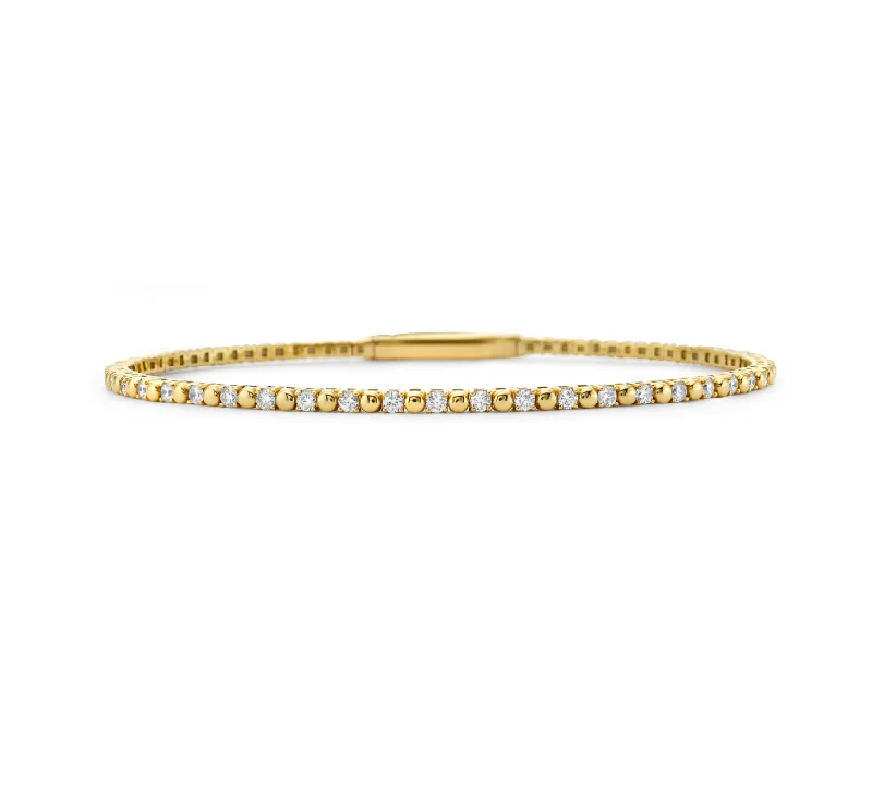 women’s bangles-Gold + Diamond Alternating Flex Bangle