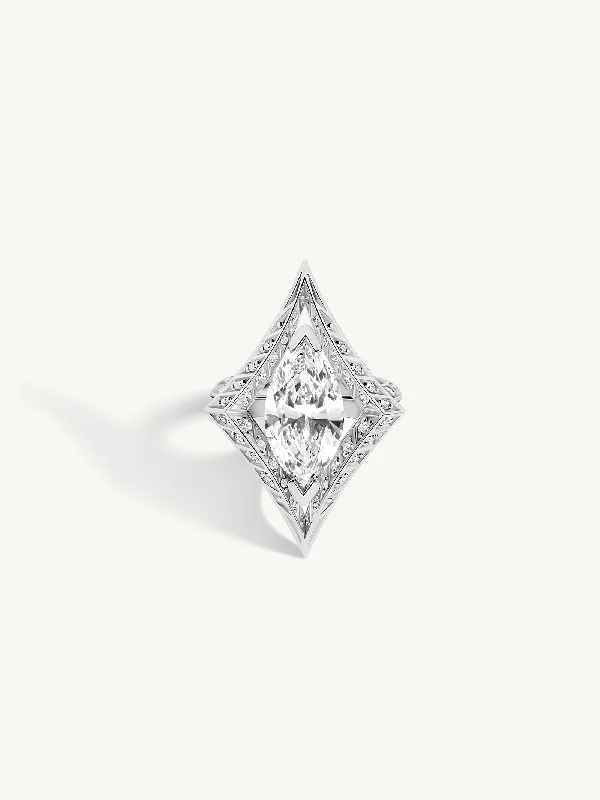 women’s classic solitaire rings-Palmyra Ring With Brilliant Marquise-Cut White Diamond In 18K White Gold