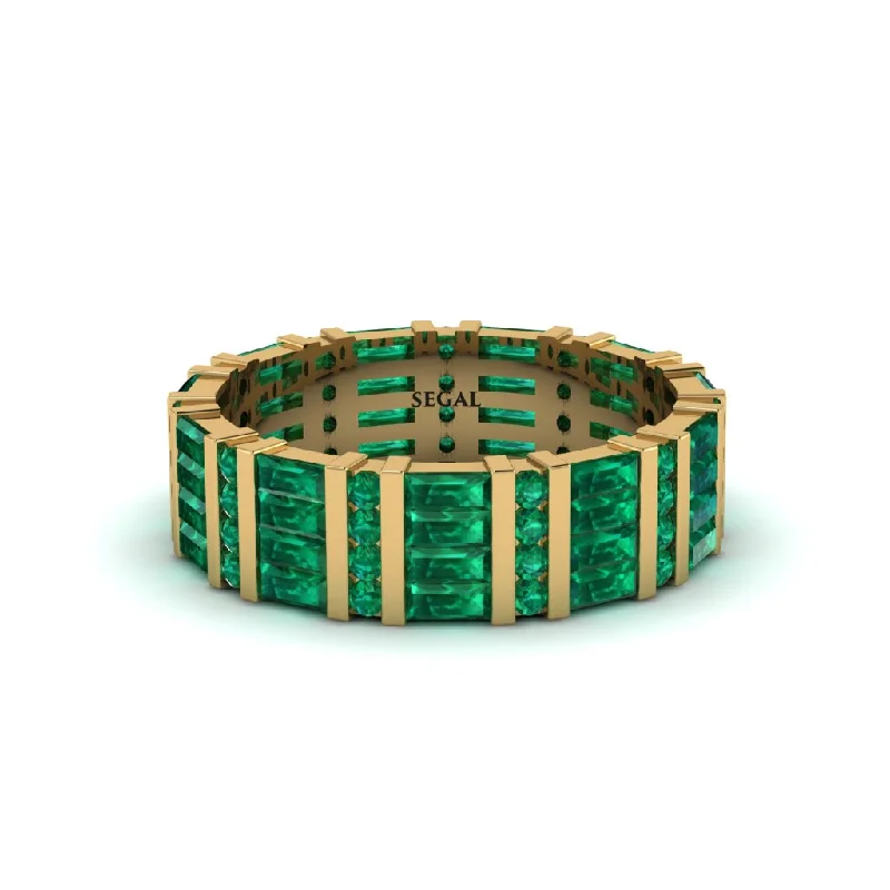 women’s side stone engagement rings-Baguette Emerald Eternity Wedding Band - Keegan No. 4