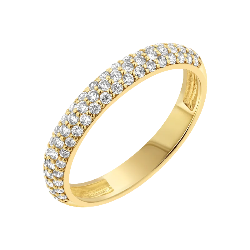 women’s three-stone rings-Three Row Pave Diamond Band