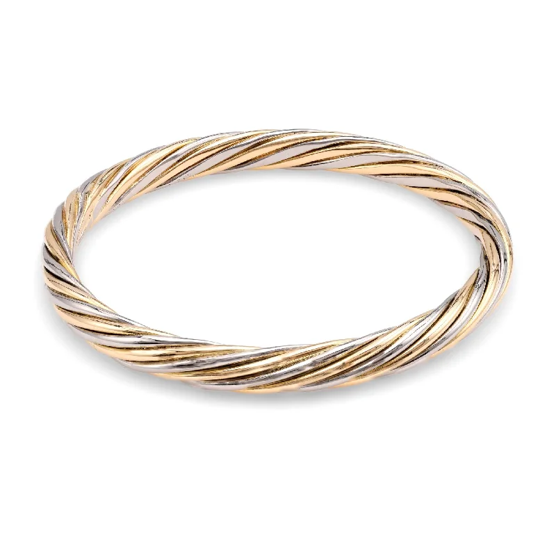 women’s gold bangles-Vintage Van Cleef & Arpels 18K Two Tone Gold Twisted Rope Bangle