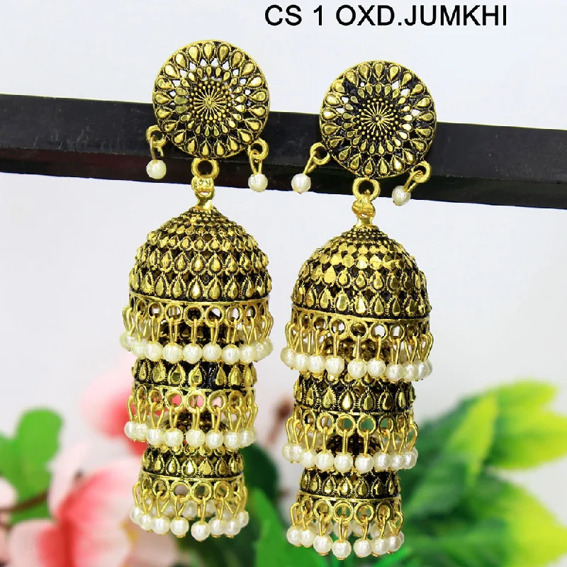 women’s sapphire earrings-Mahavir Gold Plated Jhumki Earrings  - CS Jumkhi 1