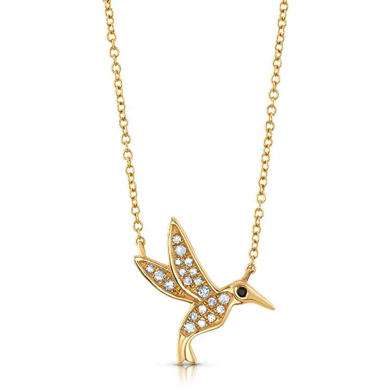 women’s elegant gemstone necklaces-DIAMOND KINGFISHER NECKLACE, 14KT GOLD