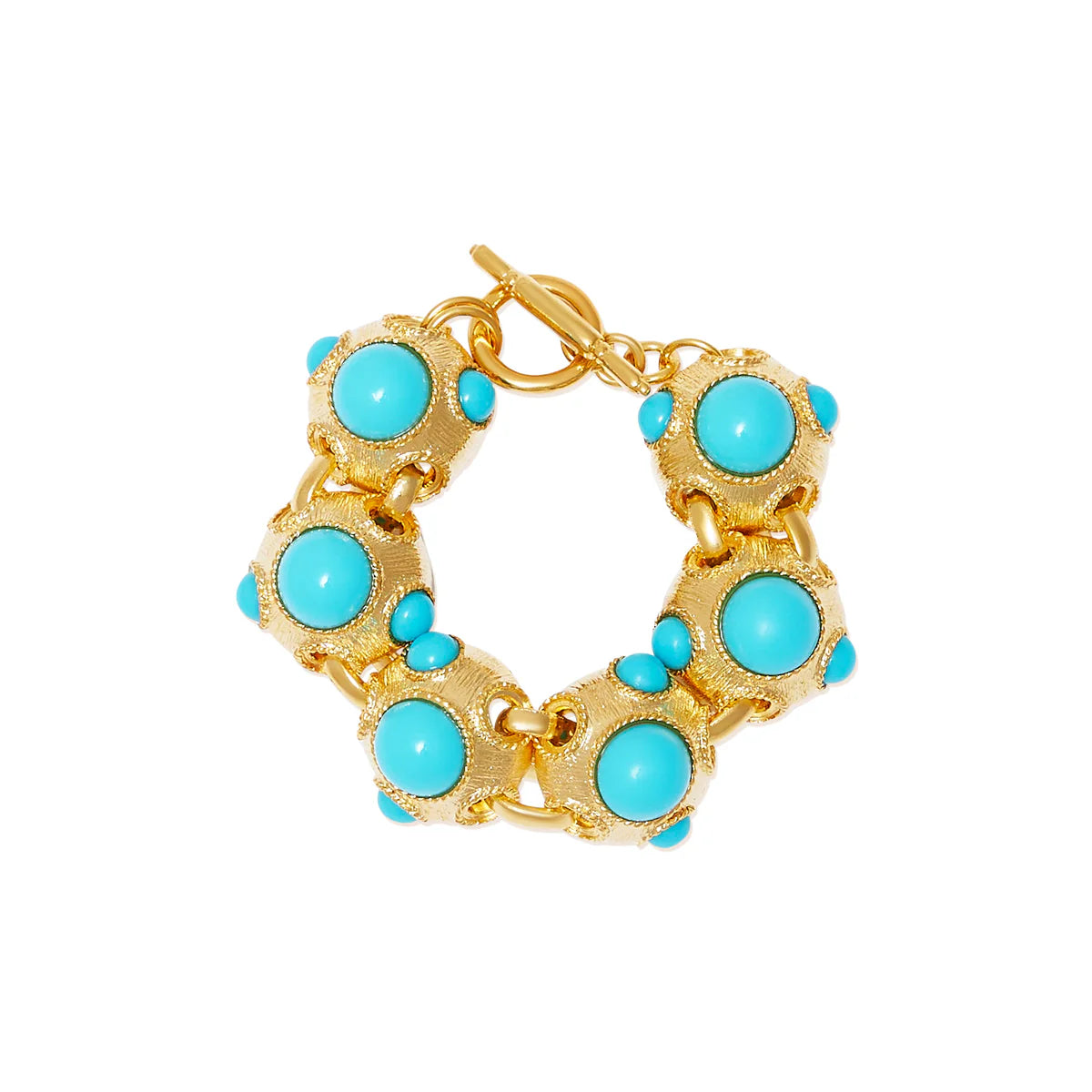 women’s cuff bracelets-Satin Gold & Turquoise Center