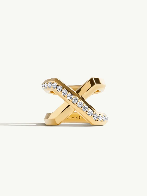 women’s men’s engagement rings-Exquis XL Infinity Ring With Pavé-Set Brilliant White Diamonds In 18K Yellow Gold