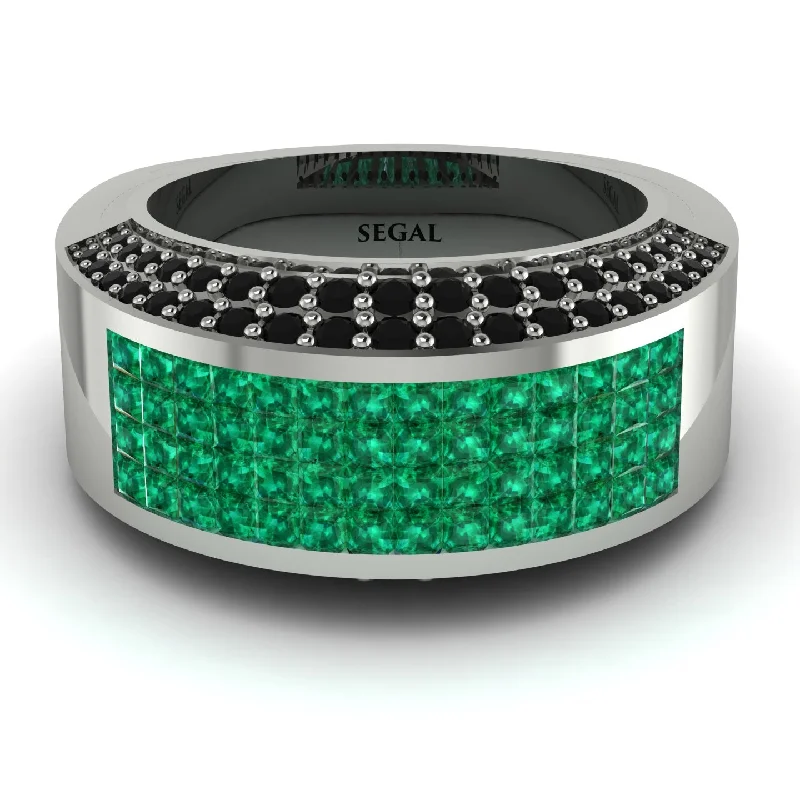 women’s anniversary engagement rings-Emerald Cluster Wide Fancy Wedding Band - Kyla No. 36