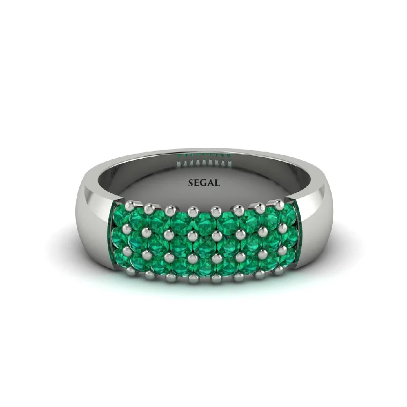 women’s silver engagement rings-Emerald Regal Harmony Wedding Band - Marlowe No. 6