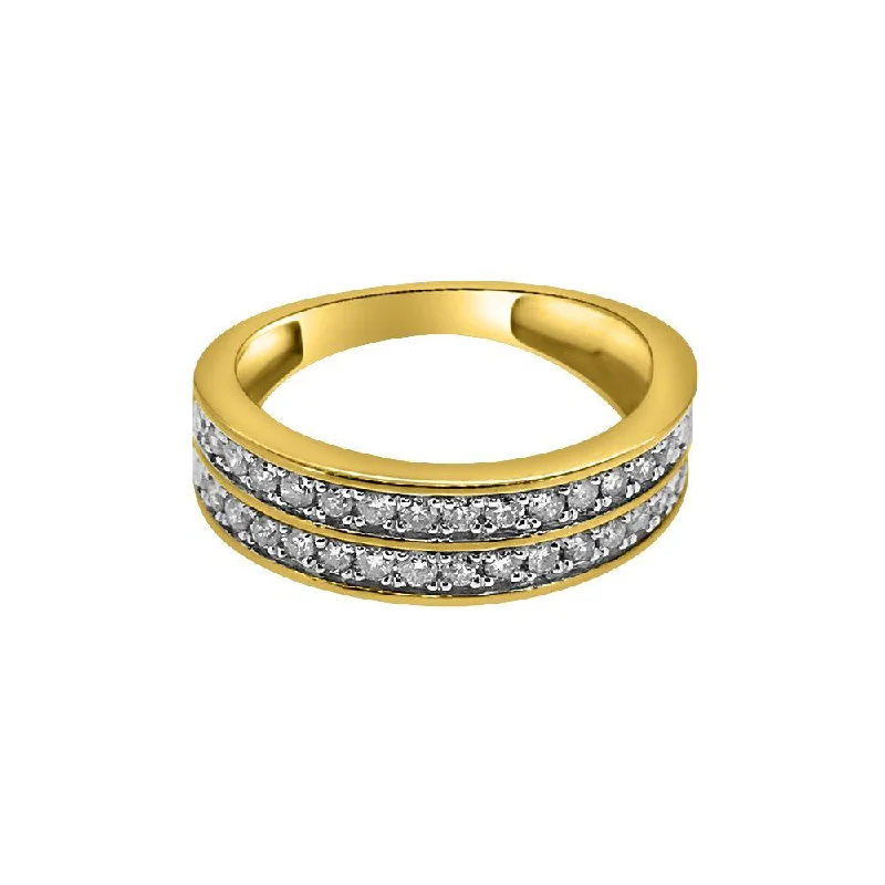 women’s chunky rings-1.00cttw Diamond 2 Row Bling Bling 10K Gold Ring