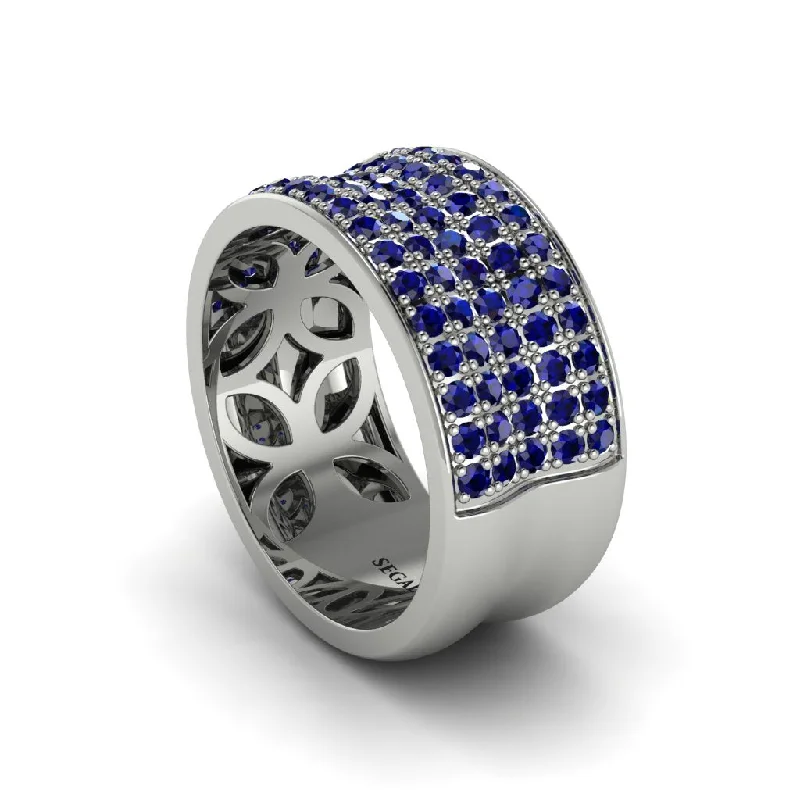 women’s luxury engagement rings-Sapphire Pave Eternity Wedding Band - Mckinley No. 15