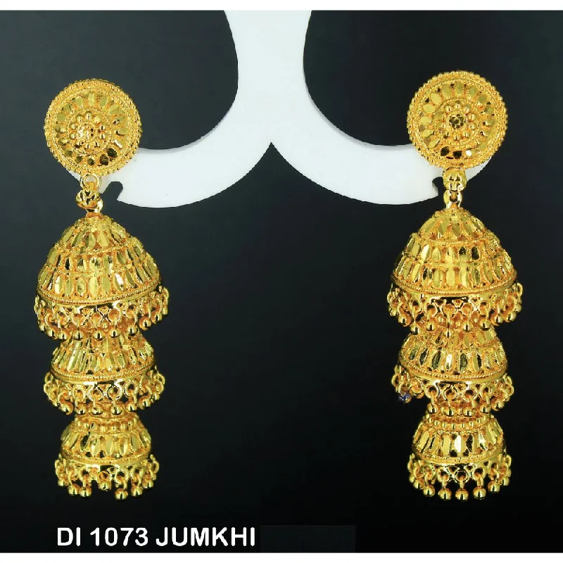 women’s fancy earrings-Mahavir Gold Plated Jhumki Earrings  - DI Jumkhi 1073