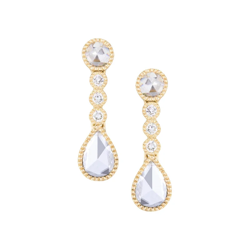 women’s colorful earrings-Rose Cut Diamond Drop Earrings