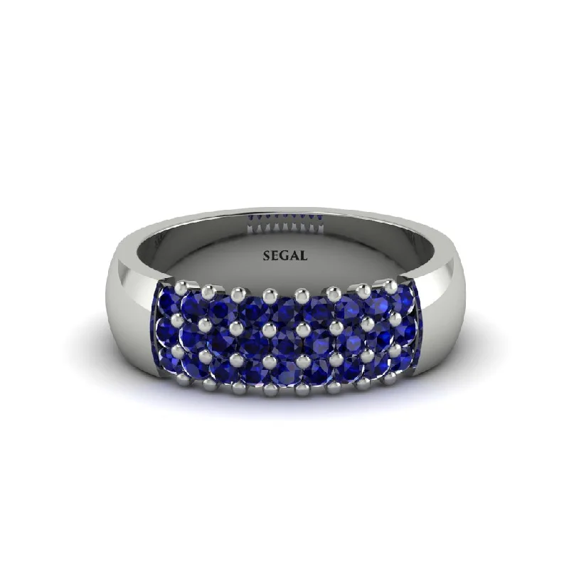 women’s diamond accented engagement rings-Sapphire Regal Harmony Wedding Band - Marlowe No. 15