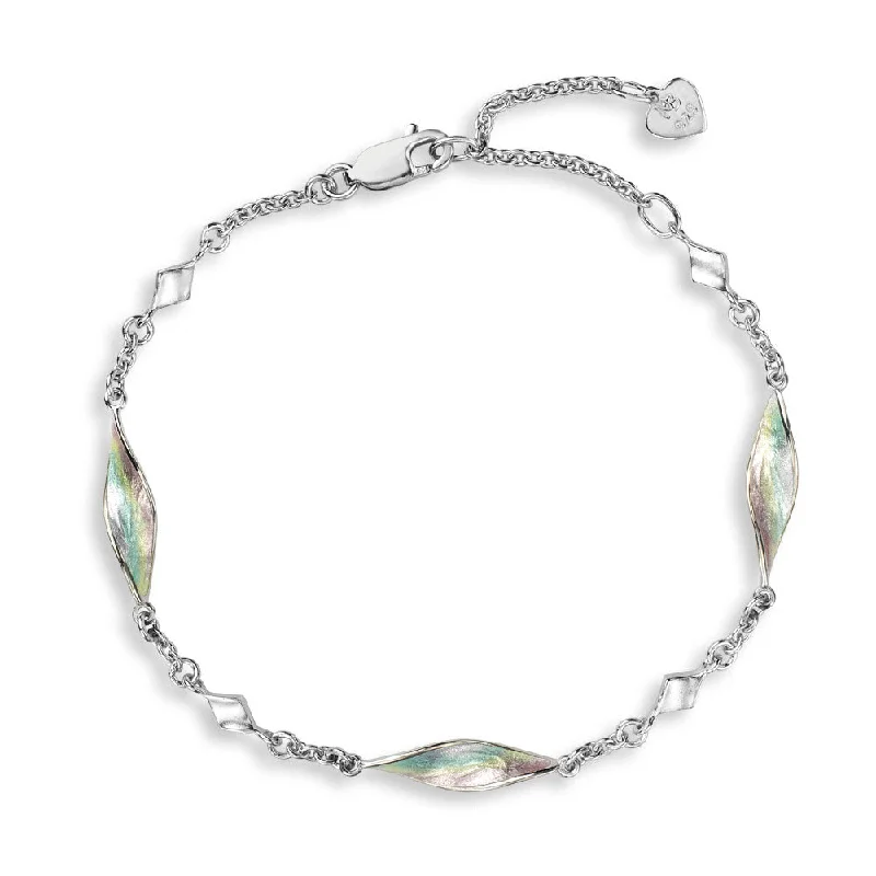 women’s simple bracelets-Double-sided enamel design, Adjustable 7.5 to 8.25 inches, Rhodium Plated for easy care, Gift Boxed