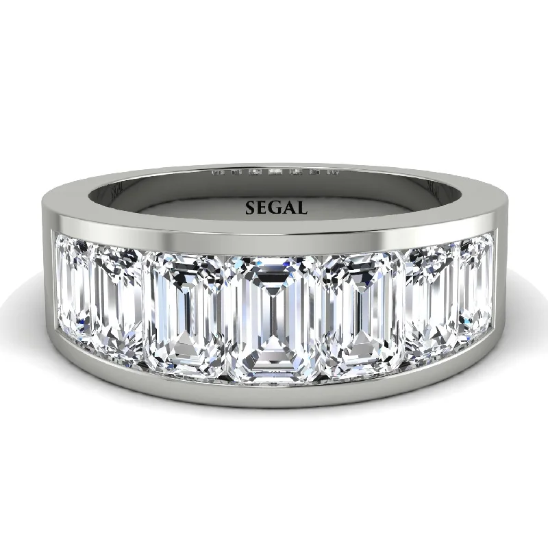 women’s colored stone engagement rings-Emerald Cut Diamond Eternal Elegance Wedding Band - Shelby No. 3