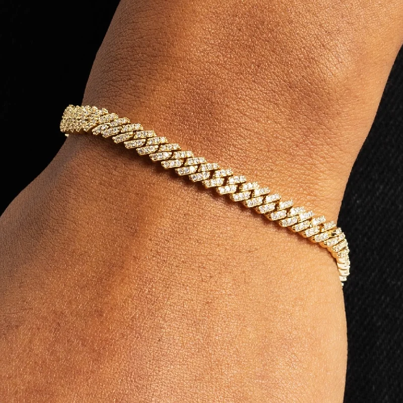 women’s friendship bracelets-5mm Prong Cuban Bracelet Gold