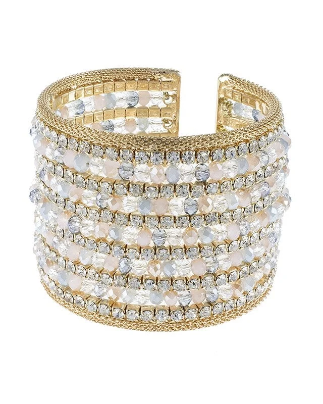 women’s luxury bracelets-Multi Stranded Crystal Cuff